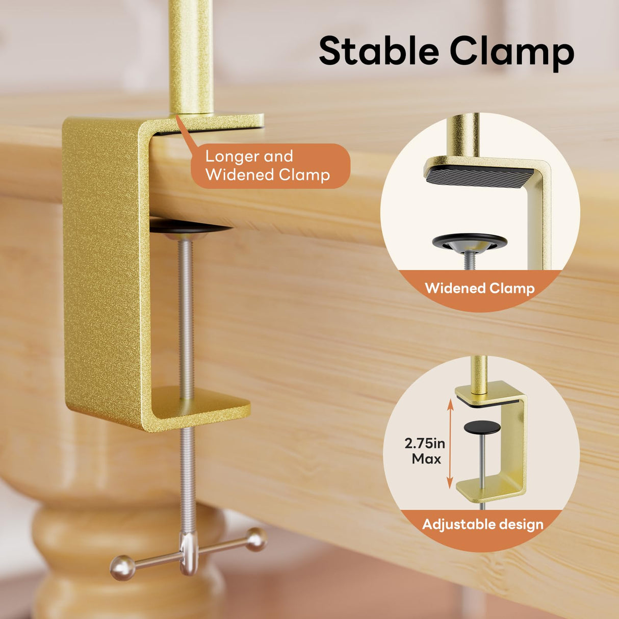 XLHOMO Over The Table Rod Stand with Clamps, Adjustable 32''-79'' Tall 32"-131" Length, Gold Table Arch Stand Metal Balloon Frame Hanging Rod for Weddings Christmas Birthdays Garden Arbors Decoration