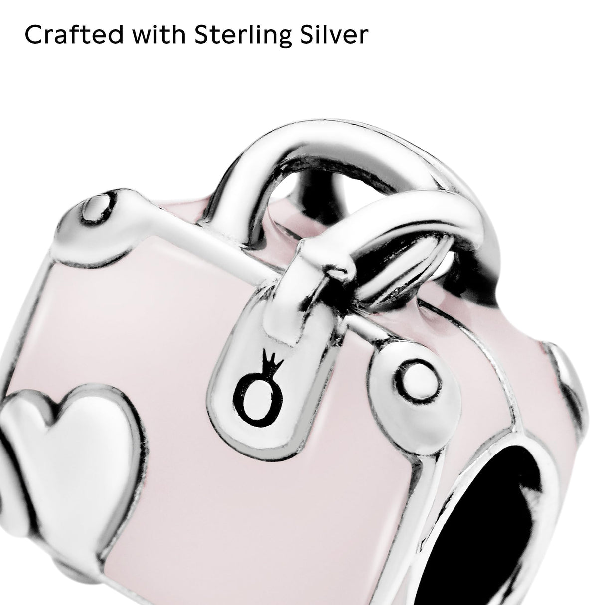 PANDORA Pink Travel Bag Charm - Compatible with PANDORA Moments - Jewelry for Women - Made with Sterling Silver & Enamel - Gift with Gift Box