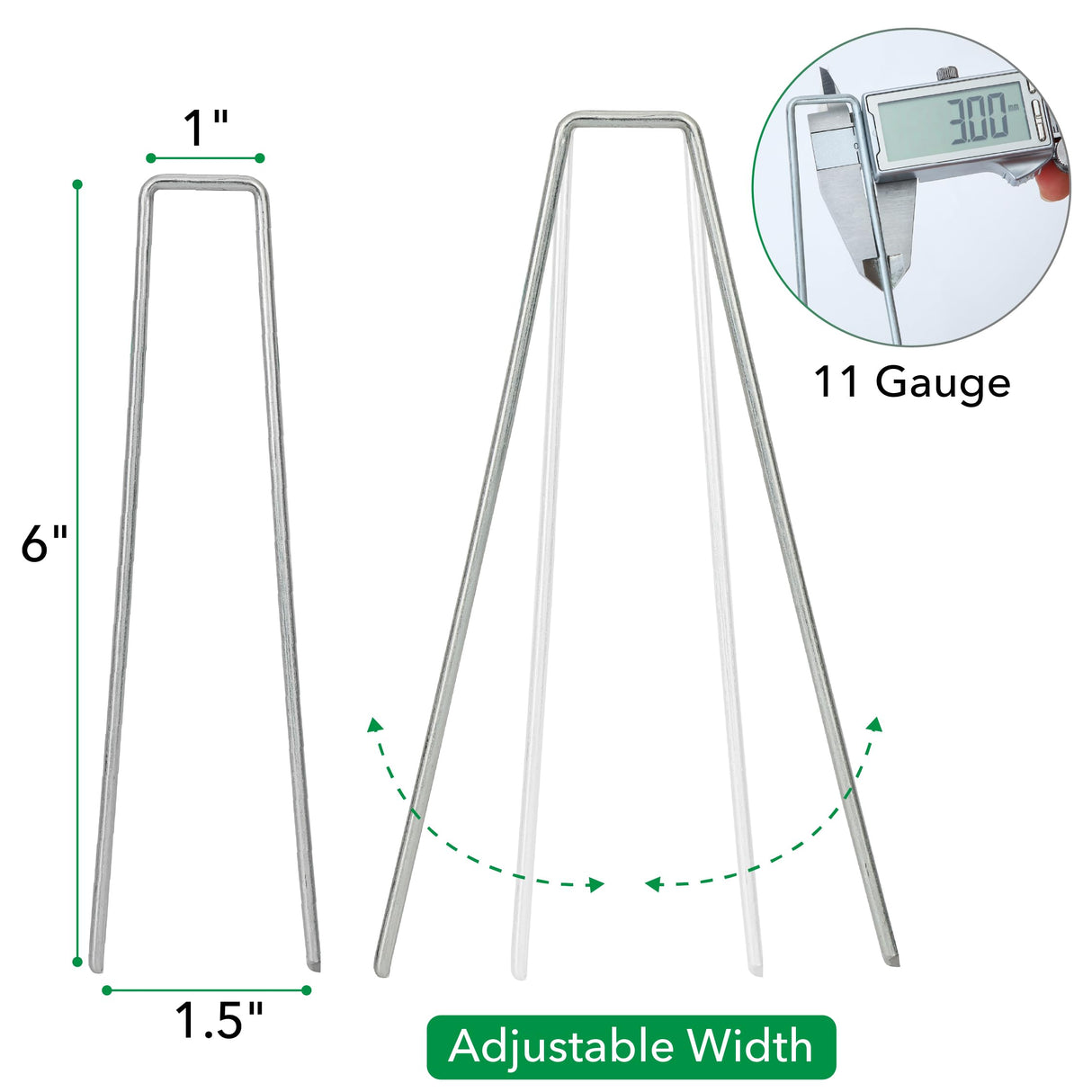 UNCO- Galvanized Landscape Staples 6 Inch, 200 Pack, Garden Staples, U-Shaped Landscape Pins for Weed Barrier Cover, Ground Cover