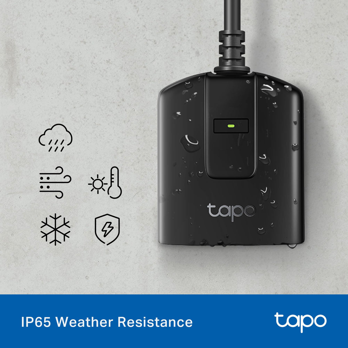 Tapo Outdoor Smart Dimmer Plug for Outdoor Lights, Matter, Energy Monitoring, App Control, IP65 Weather Resistant, Works with Siri, Alexa, Google, ETL Certified, 150WLED/CFL, 2.4GHZ WiFi Only, P430M