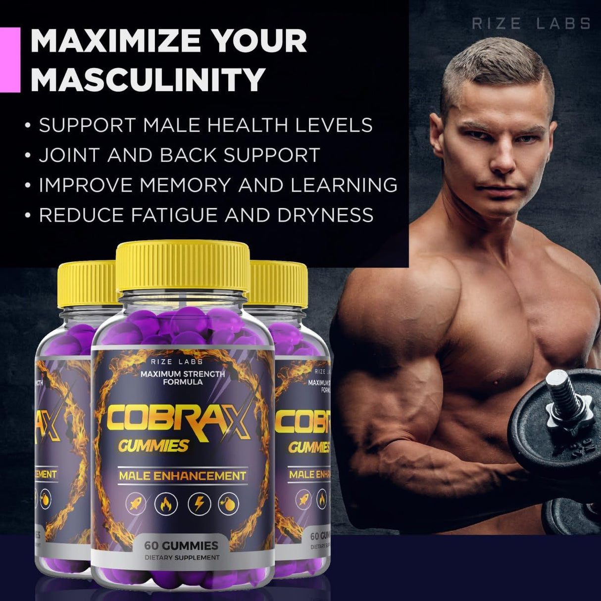 (5 Pack) CobraX Gummies, CobraX Gummies for Men, Cobra X Performance Support Ultra Pure Supplement Gomitas Advanced Formula Energy Review Stamina Performance (300 Gummies)