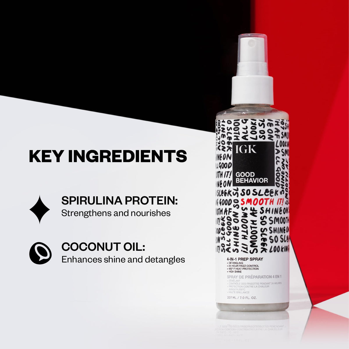IGK Good Behavior 4-in-1 Prep Spray, Heat Protectant, Leave-In Detangler