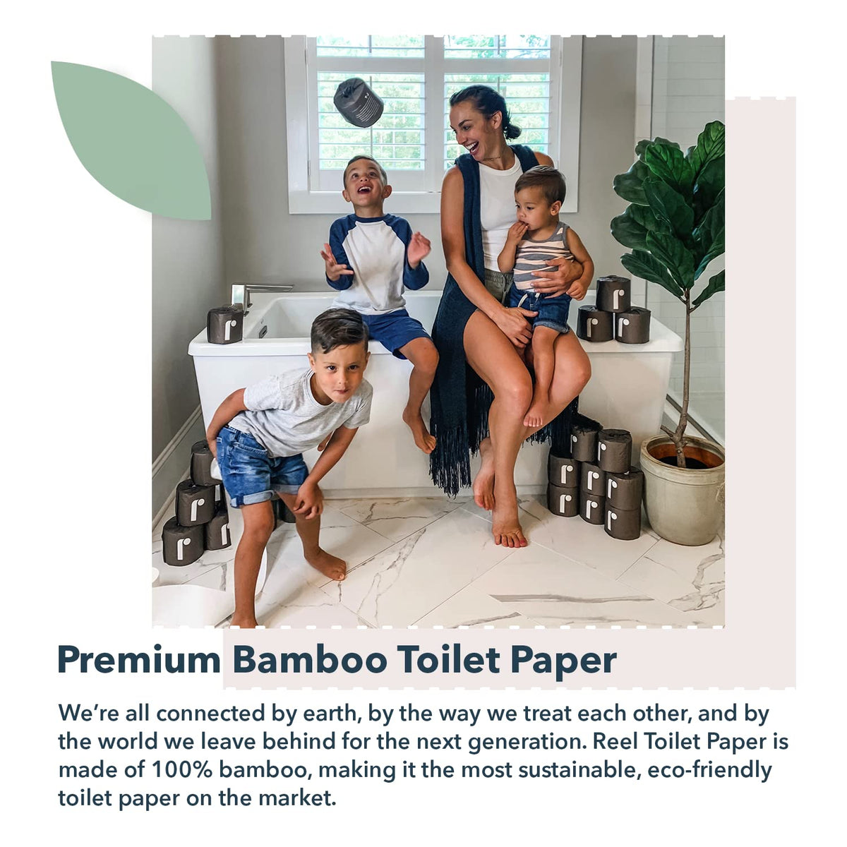 Reel Premium 3-Ply Bamboo Toilet Paper - 24 Rolls, 300 Sheets per Roll