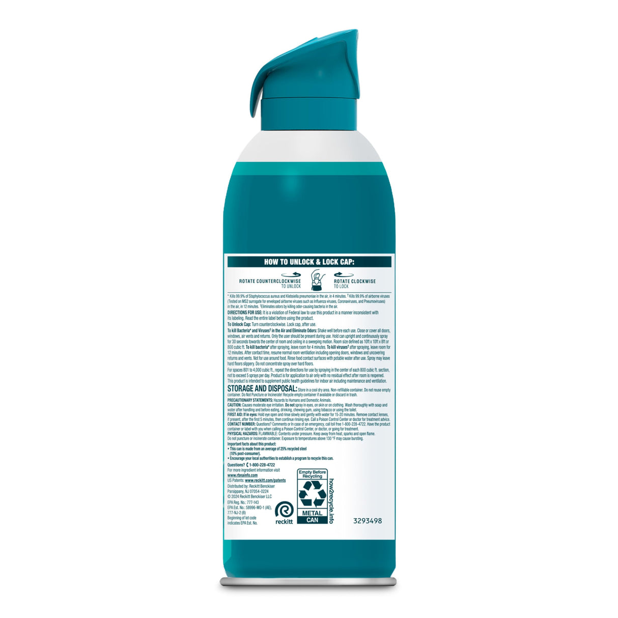 Lysol Air Sanitizer Spray with Odor Eliminator for Home & Office, Sanitizing Spray, Air Freshener Alternative, Simple Fresh Scent, 10 oz (Pack of 3)