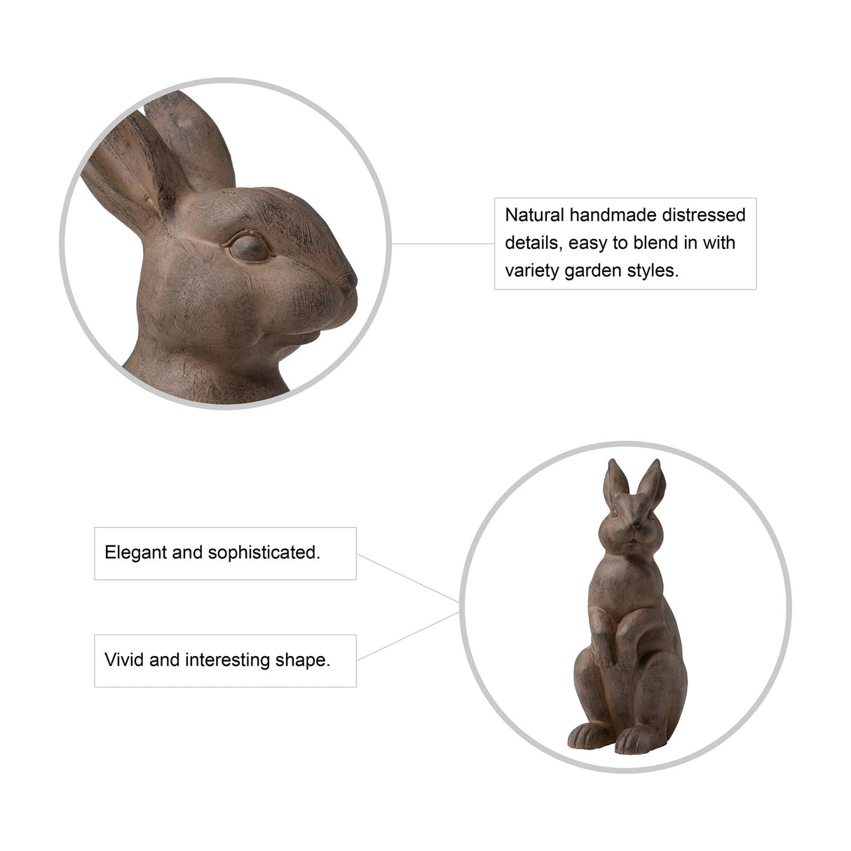 Glitzhome Rabbit Garden Statue Outdoor Standing Bunny Sculpture Lawn Decor, 22.75 Inch, Bronze