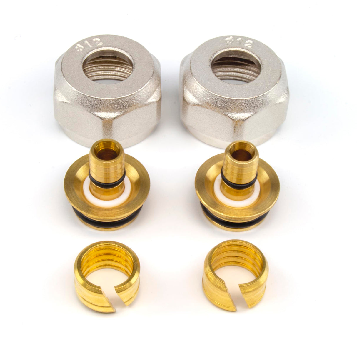 12mm x 1.6mm Underfloor Heating Eurocone Connector Pack of 2 Durable Brass Leak-Proof Adapter for Seamless Integration with All Heating Systems of 3/4 inch, Easy Installation Universal Compatibility