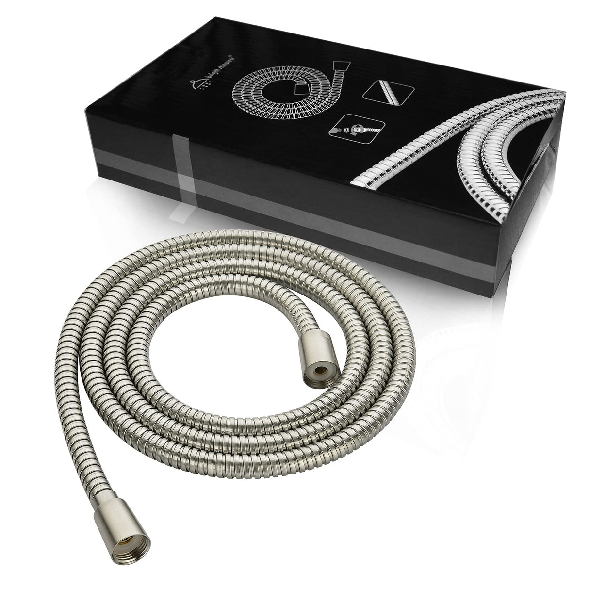 BRIGHT SHOWERS Shower Hose For Hand Held Shower Heads, 79 Inches Cord Extra Long Stainless Steel Hand Shower Hose, Ultra-Flexible Replacement Part with Brass Insert, Brushed Nickel