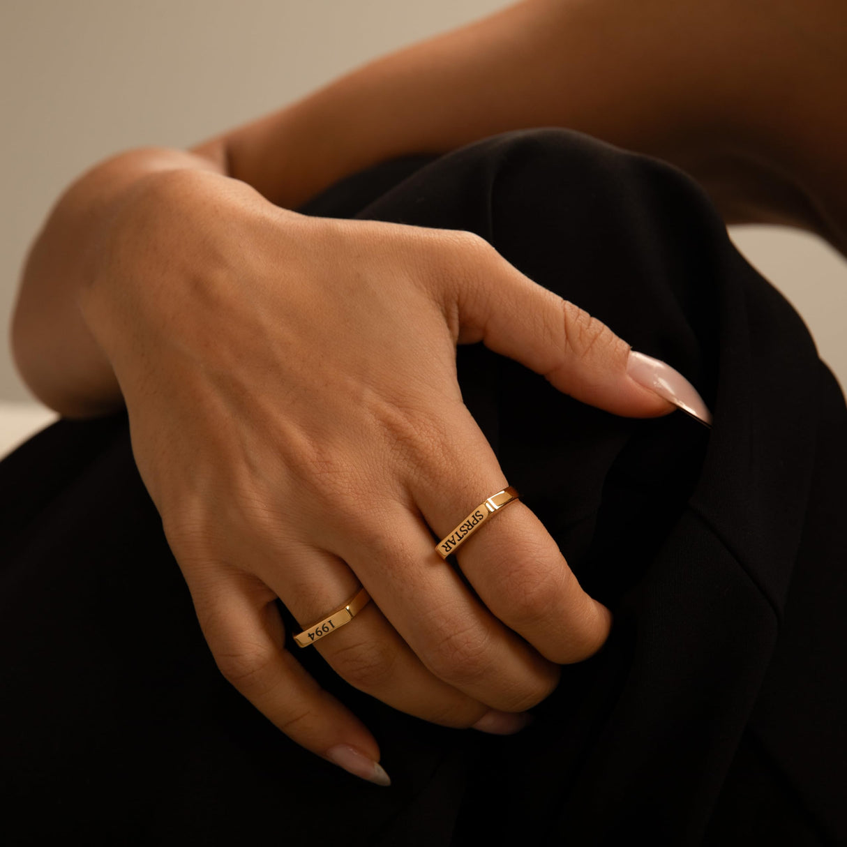 Custom Signet Rings for Women, Engraved Name Rings with Roman Numerals