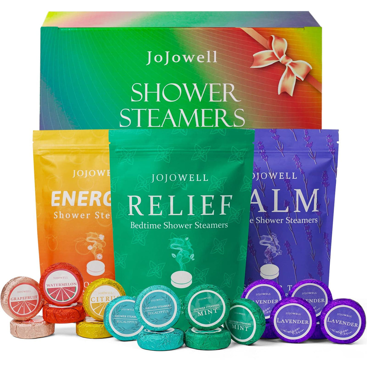 JoJowell Shower Steamers Aromatherapy - 18 Pack Birthday Gifts for Women, Self Care, Christmas Gifts Stocking Stuffers for Adults, Women, Men, Mom, Teens, White Elephant, Relaxation Home SPA
