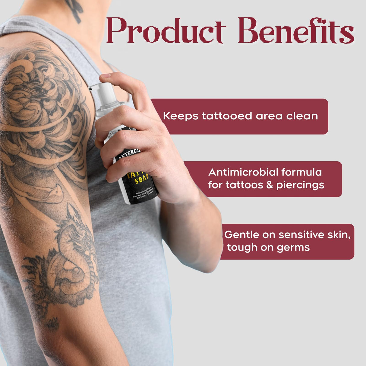 Tattoo Aftercare Tattoo Soap - 7 OZ, Tattoo Foam Soap for Cleaning Tattoo, Tattoo and Piercing Aftercare Gentle Soap with Aloe Vera