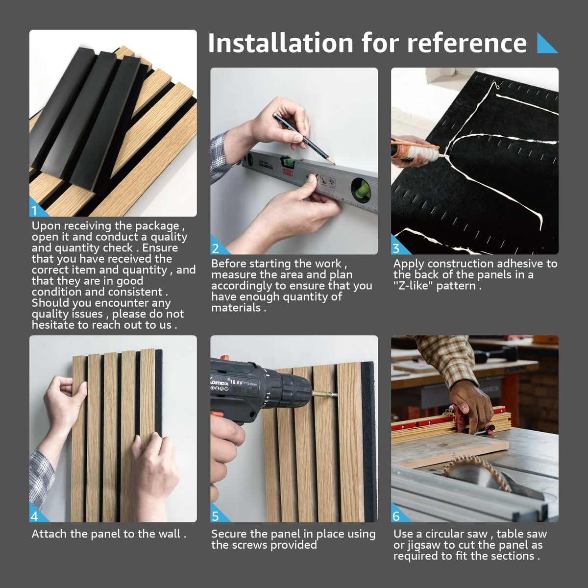 Art3d 6-Pack Acoustic Wood Slat Wall Panels for Interior Decor, 3D Flu ...