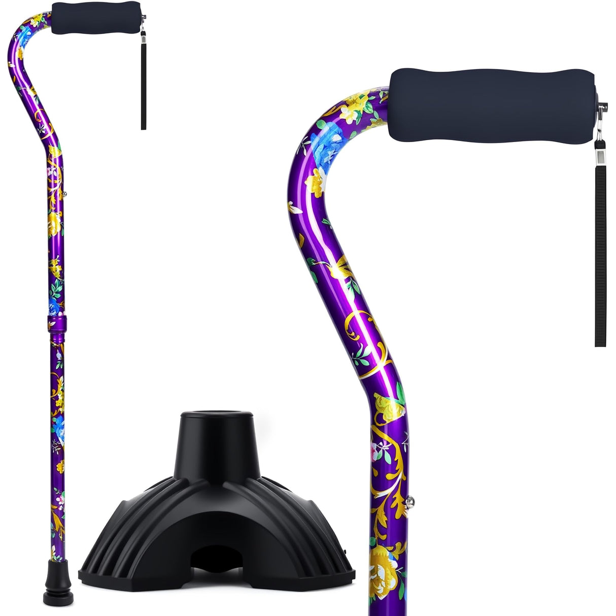 YOKABOZE Canes for Women, Folding Cane Lightweight with Offset Handle, Adjustable Walker Stick for Seniors Mobility Balance Crutch for Men for Stability