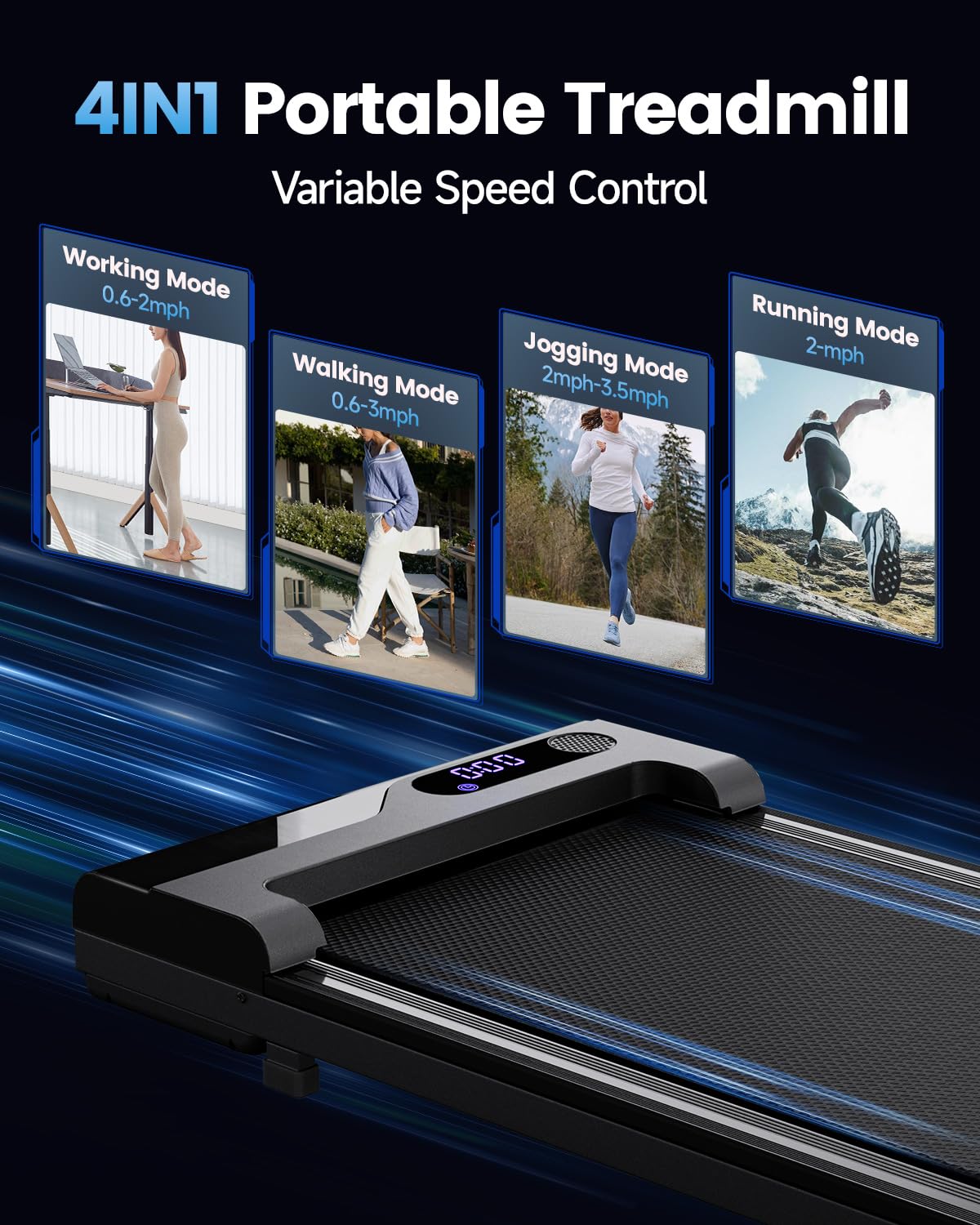 Vhorilix Walking Pad Treadmill for Home - Under Desk Treadmills Portable Mini Compact Walk Pads for Small Spaces Office Indoor Apartment Floor Flat Running Machine with Remote Quiet Lightweight