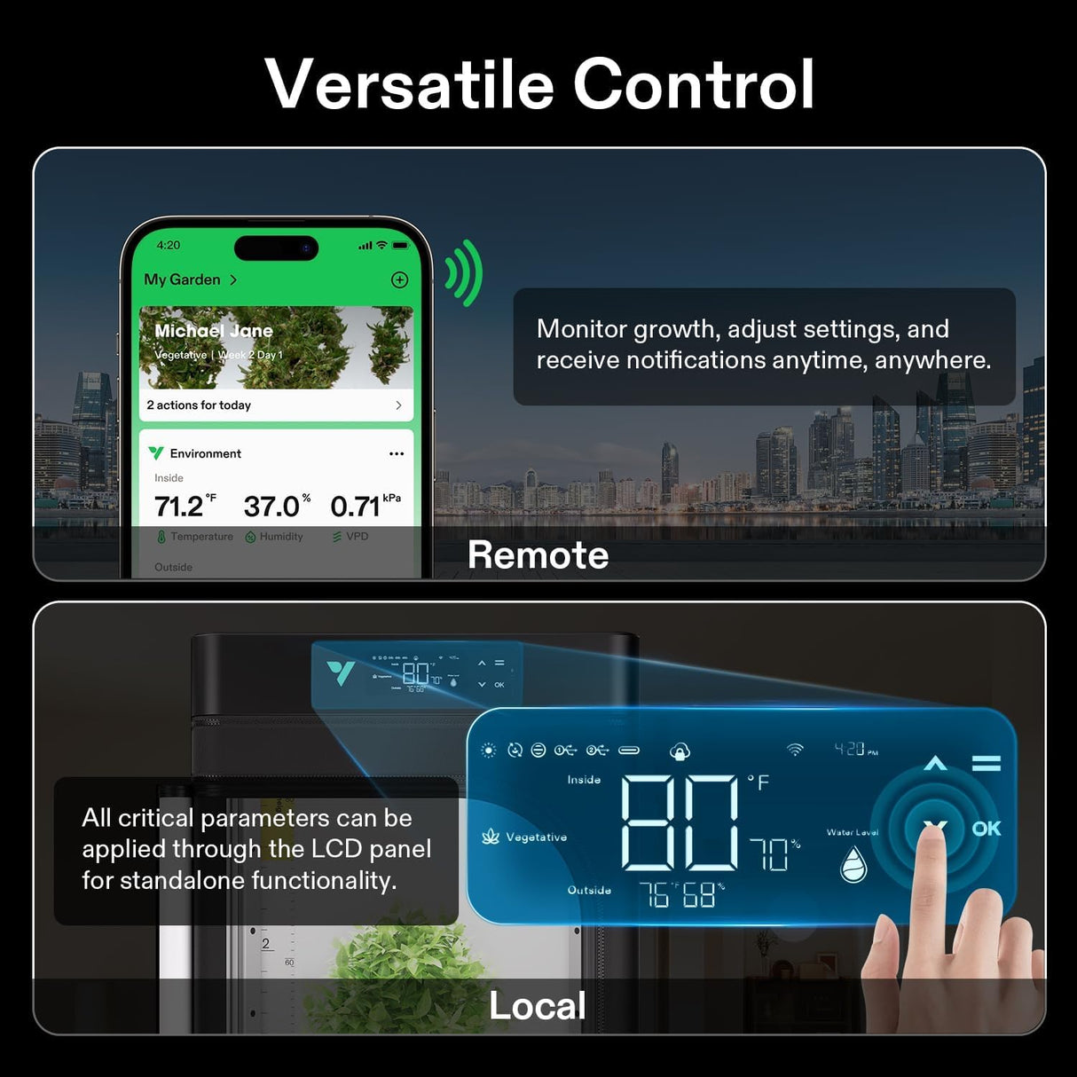 VGrow All-in-One Smart Grow Box, Professional System with Samsung LM301H EVO Grow Light, Advanced Circulation & Ventilation System, Irrigation, Nutrient, Magnetic Window for Indoor Hydroponics