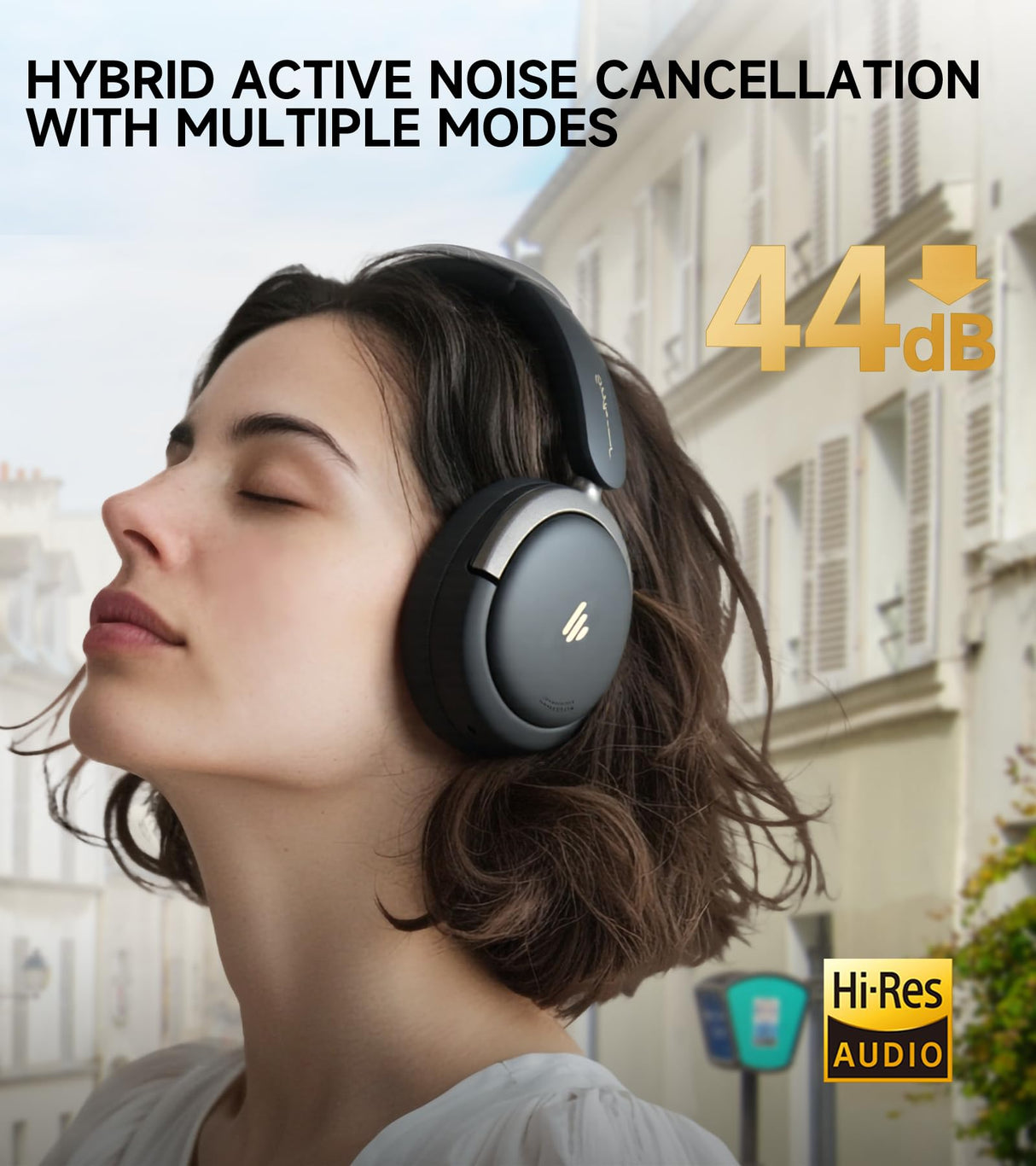 Atom Max - Hybrid Active Noise Cancelling Headphones, Hi-Res Audio, Wireless Over-Ear, Lightweight and Foldable, Comfortable earpads, 45H Playtime and Speed Charge, Customize via an App, Black