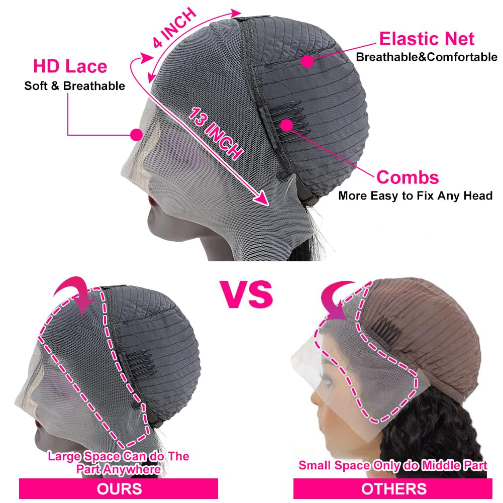 ITODAY 30 Inch Straight Long Lace Front Wigs Human Hair Pre Plucked 13x4 HD Lace Frontal Wigs Human Hair for Women Glueless Wigs Human Hair Natural Hairline (30 Inch, 13×4 Straight Wig)