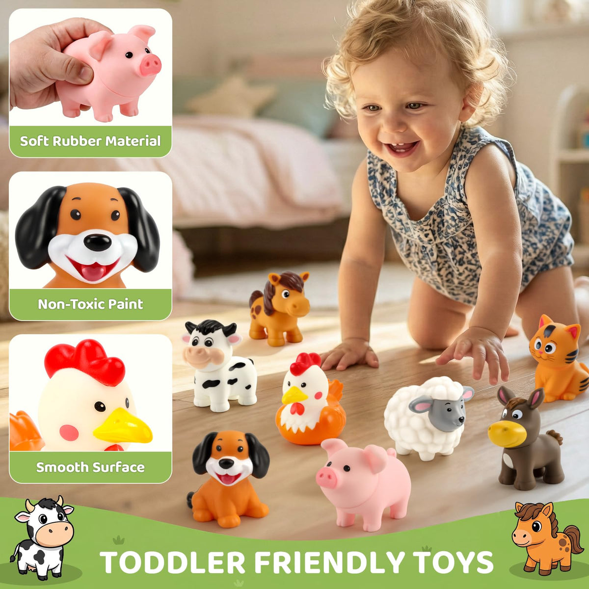 30-Piece Upgraded Farm Animal Big Barn Playset Gifts for Toddlers Christmas