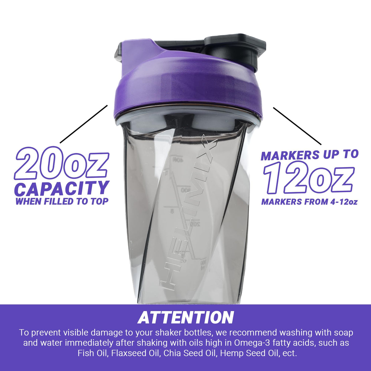 HELIMIX 1.5 Vortex Blender Shaker Bottle Holds Upto 20oz | No Blending Ball or Whisk | USA Made | Portable Pre Workout Whey Protein Drink Shaker Cup | Mixes Cocktails Smoothies Shakes | Top Rack Safe
