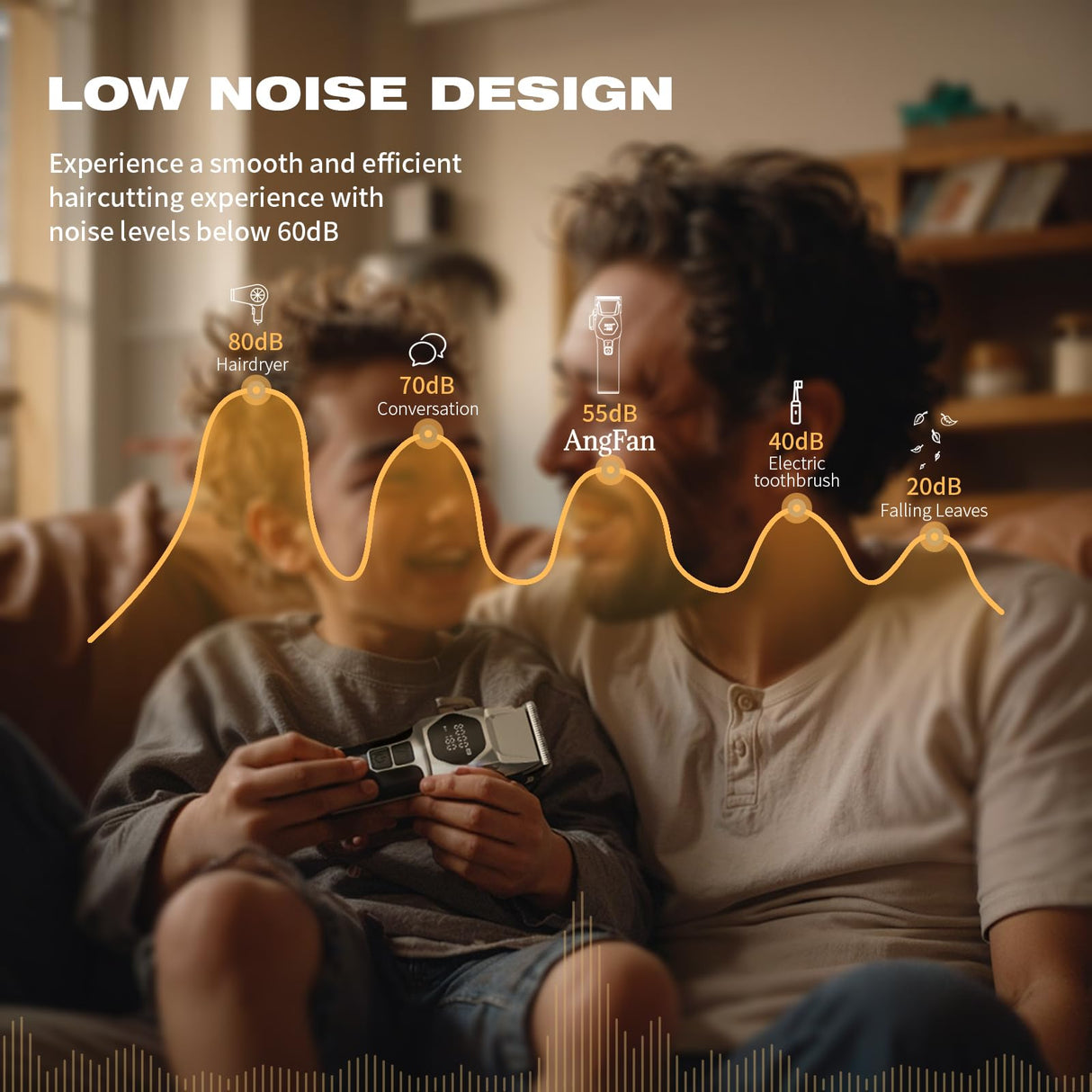 ANGFAN Professional Hair Clippers for Men - 8000RPM Brushless Motor & 440C Steel Blades, Barber-Grade Cordless Clippers & Trimmer Set for Fade Designs, Hair Cutting Tools for Professional Barbers