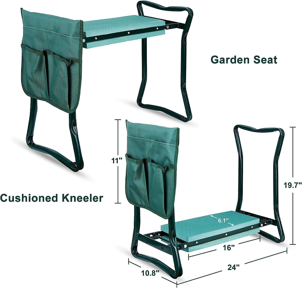 SUPER DEAL Folding Garden Kneeler and Seat with Free Tool Pouches - EVA Foam Pad Protects Your Knees - Sturdy and Lightweight, Gardening Gifts for Women Men
