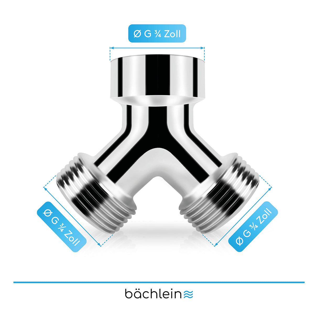 Bächlein garden hose splitter (2 way hose splitter chrome)