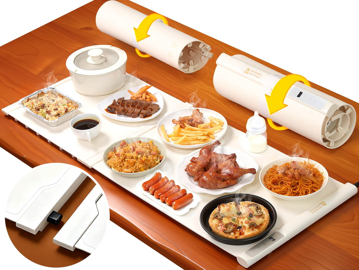 42"x16" Warming Mat for Food Extra Large, Extendable Food Warming Mat, Electric Warming Tray for Buffets Party with 7 Adjustable Temperature, 6 Timer, Silicone Food Warmer for Parties Home Countertop