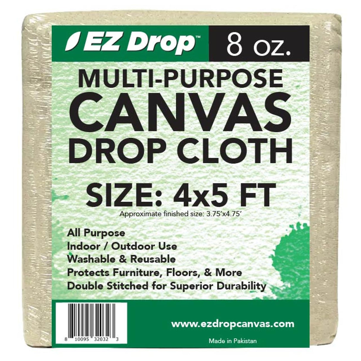 All Purpose Canvas Drop Cloth by EZ Drop - Cotton Duck Dropcloth Tarp for Painting, Construction Debris, Floor & Furniture Protection, Heavy Duty Cover Against Paint, Dust, Dirt (4 ft. x 12 ft.)