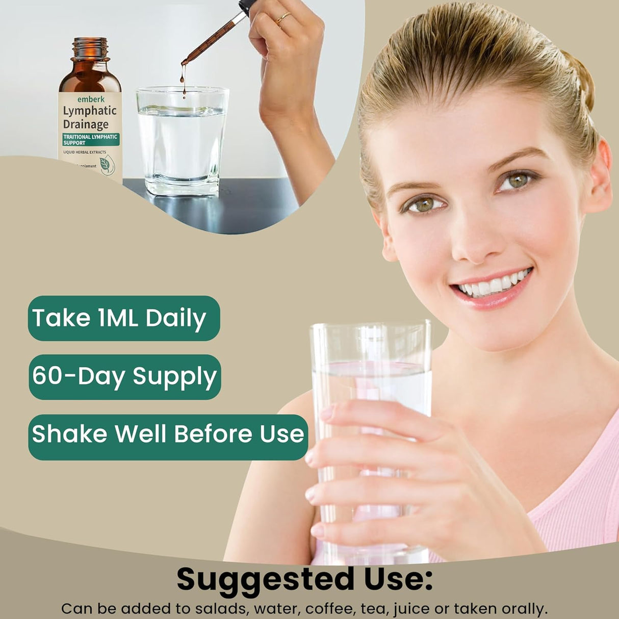 Lymphatic Drainage Drops, 2000mg Herbal Blend with Elderberry & Echinacea Dandelion,– Supports Lymphatic Drainage, Immune System & Detox 2 fl oz (1pcs)