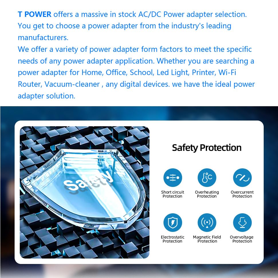 T POWER 24V Charger for Cloud Massage 9486098094 Shiatsu Foot Massager Deep Kneading Machine with Heat Therapy XH2400-2500 XH24002500 Ac Dc Adapter Power Supply Cord