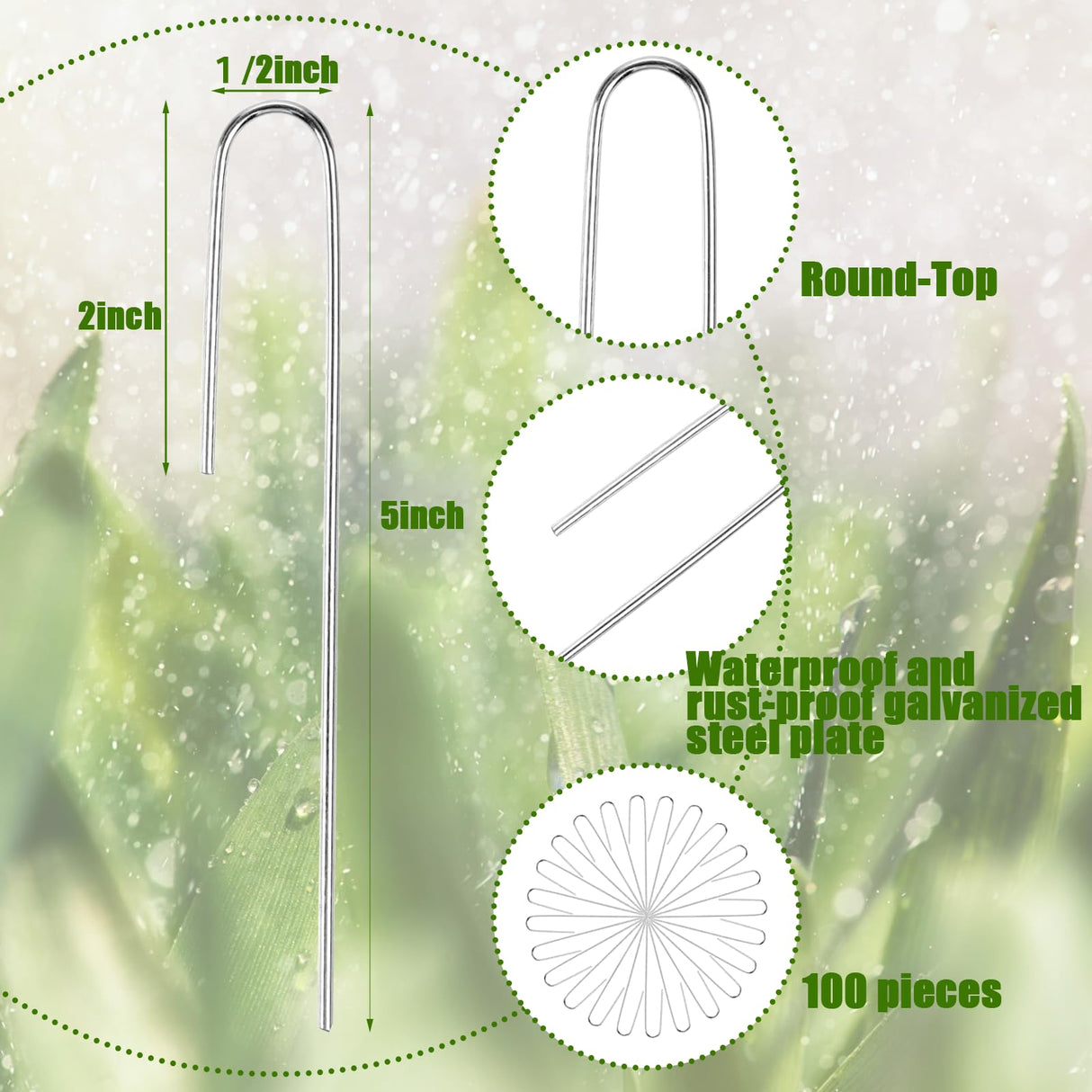 100Pcs Irrigation Drip Tubing Landscape Staples 5 Inch Garden Stakes