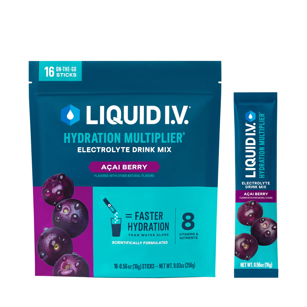 Liquid I.V.® Hydration Multiplier - Acai Berry | Electrolyte Powder Drink Mix | 1 Pack (16 Servings)
