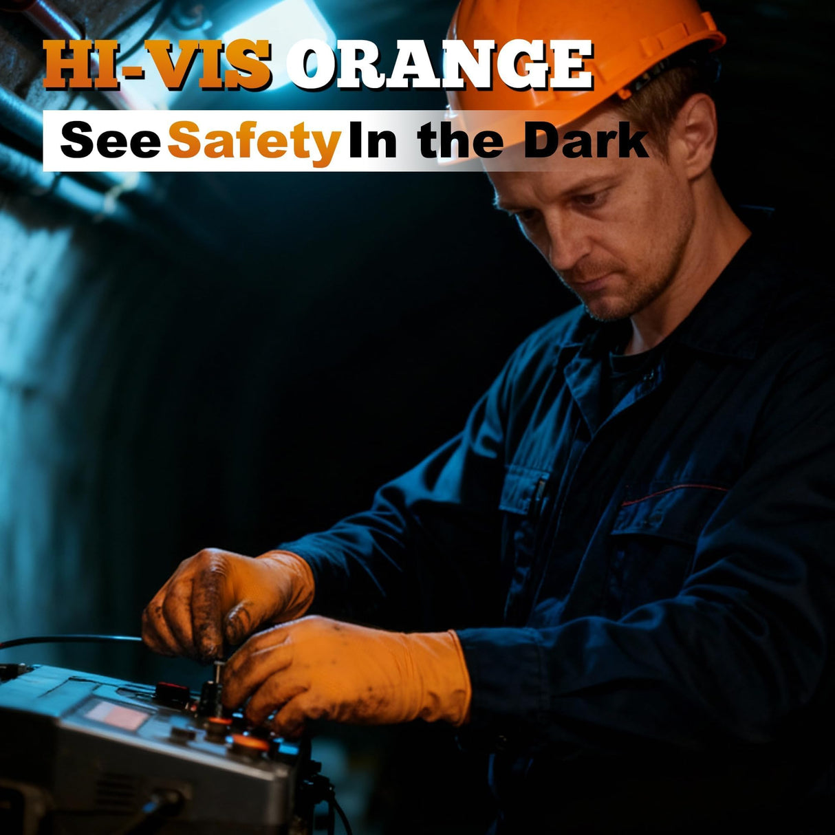 TitanFlex Heavy Duty Industrial Orange Nitrile Gloves, 8-mil, Gloves Disposable Latex Free with Raised Diamond Texture Grip, Powder Free, Rubber Glove, Mechanic Gloves,100-ct Box (XL)
