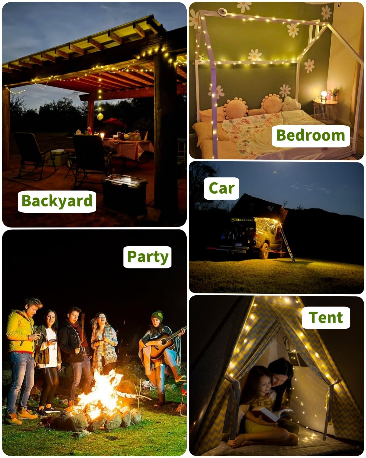 Solar Camping String Lights, 32.8FT Fairy String Lights 130LEDs, 4 In 1 Portable Waterproof Camp Lamp with 8 Mode, Hanging Rechargeable Tent Lantern for Awning Garden Yard Party Christmas Decorations