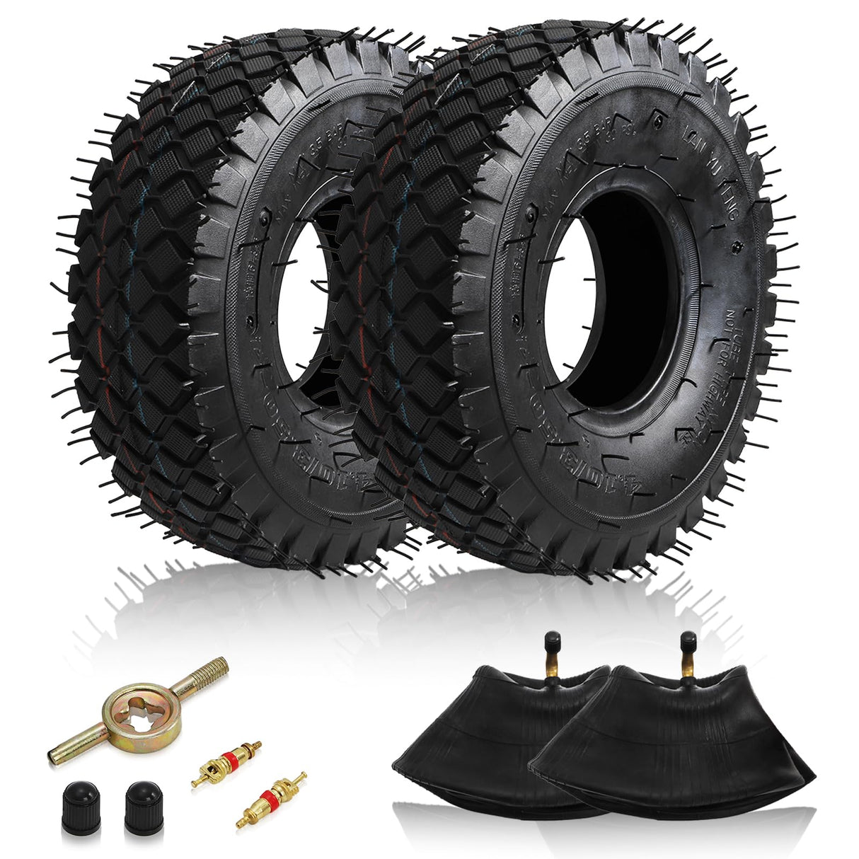 Covzoe 2 Set 4.10/3.50-4 Tire and Inner Tube with Bent Valve Stem