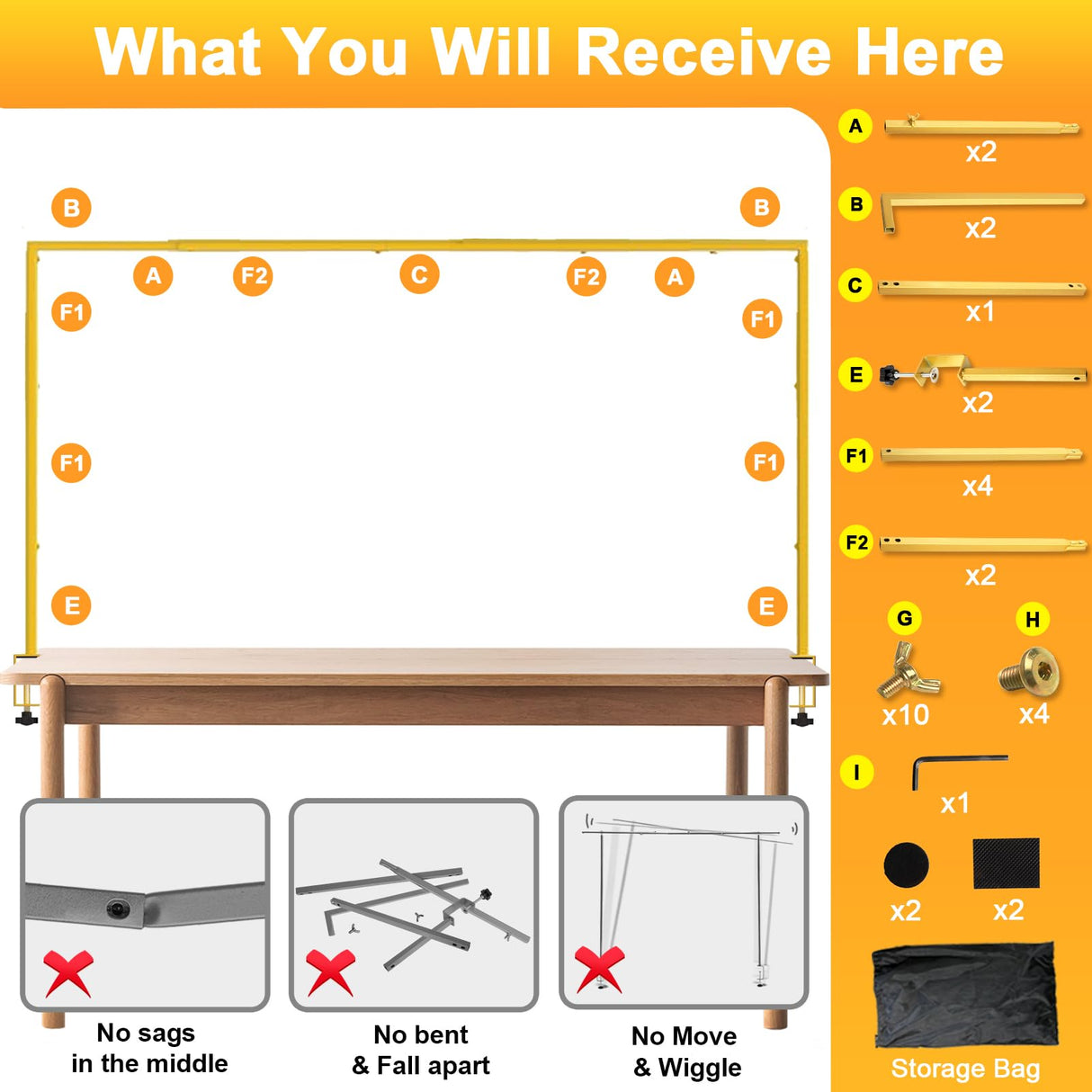 Over The Table Rod Stand with Clamps, Adjustable Table Arch 28"-98" Length, 13"-42" Tall, Table Balloon Arch Stand for Wedding, Birthday, Christmas, Halloween, Craft, Party Decoration, Gold