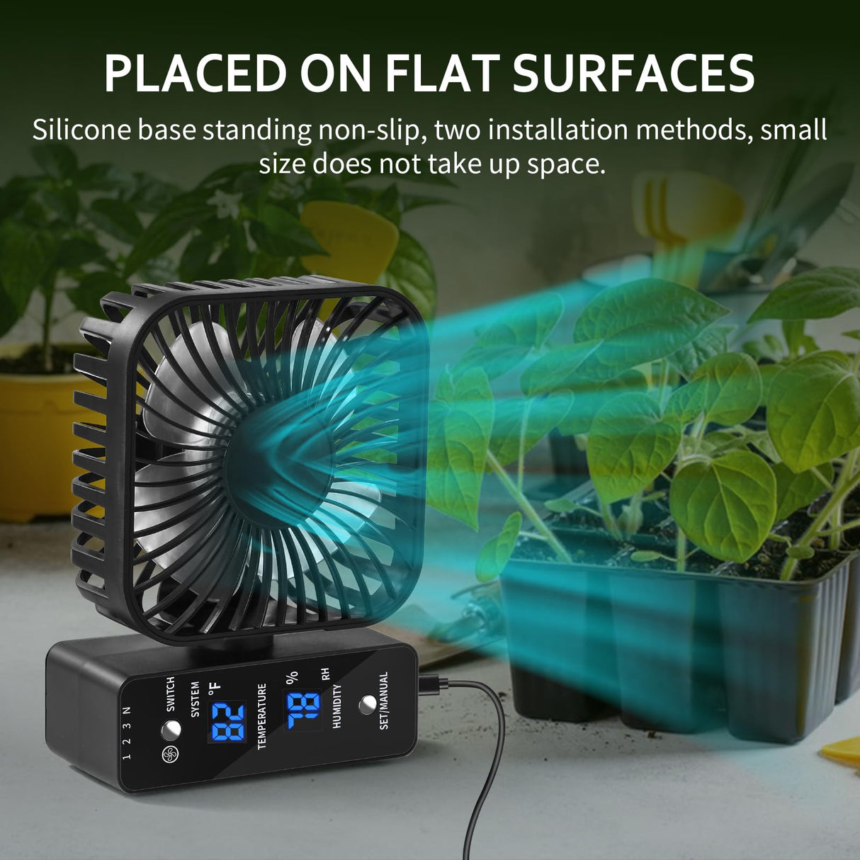 DAOTAILI 2-Pack 4” Grow Tent Fan With Temperature And Humidity Meter,Automatic Humidity Control,Oscillating Fan For Hydroponic Ventilation Circulation With Clips,Adjustable Speed Quiet Greenhouse