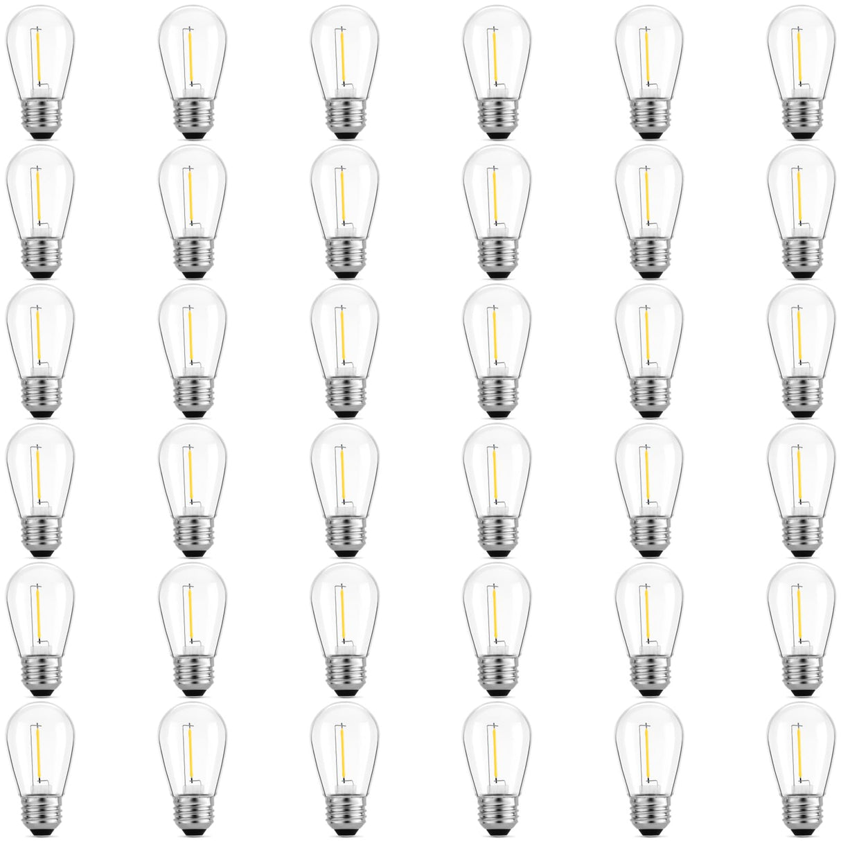 Meconard 36 Pack S14 LED Bulbs for Outdoor String Lights, Shatterproof Replacement Edison Bulbs for Patio String Lights Outdoor Waterproof, Warm White 2200K, Non-Dimmable, E26 Standard Base