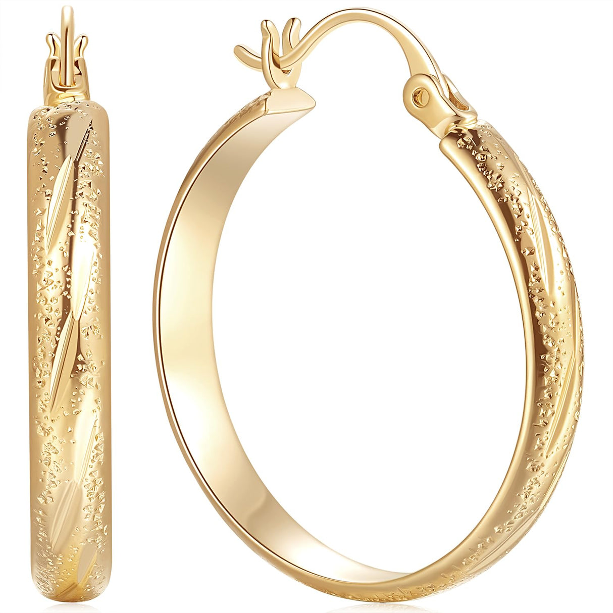 DZCYAN Gold Hoop Earrings for Women 14K Gold Hoop Earrings for Women