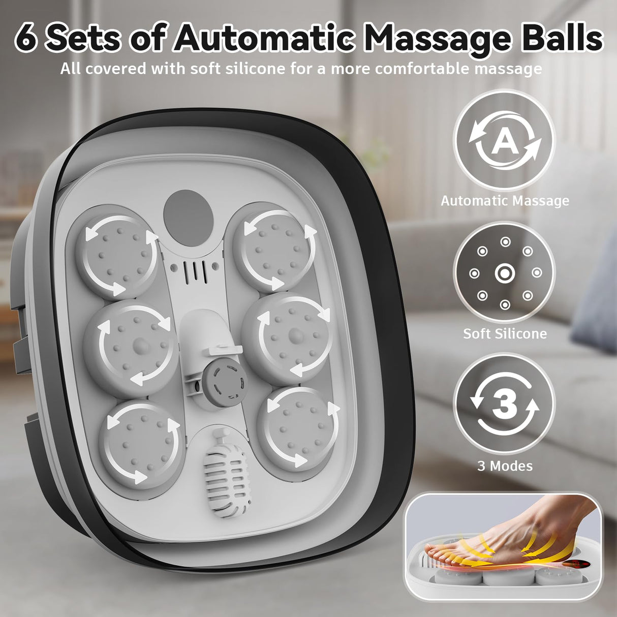 Foot Spa Collapsible, Foot Bath Massager with Heat, Remote, Timer, and 24 Motorized Shiatsu Massage Balls, Foot Soaking Tub Supports Hot/Cold Water Soaking- BA03H