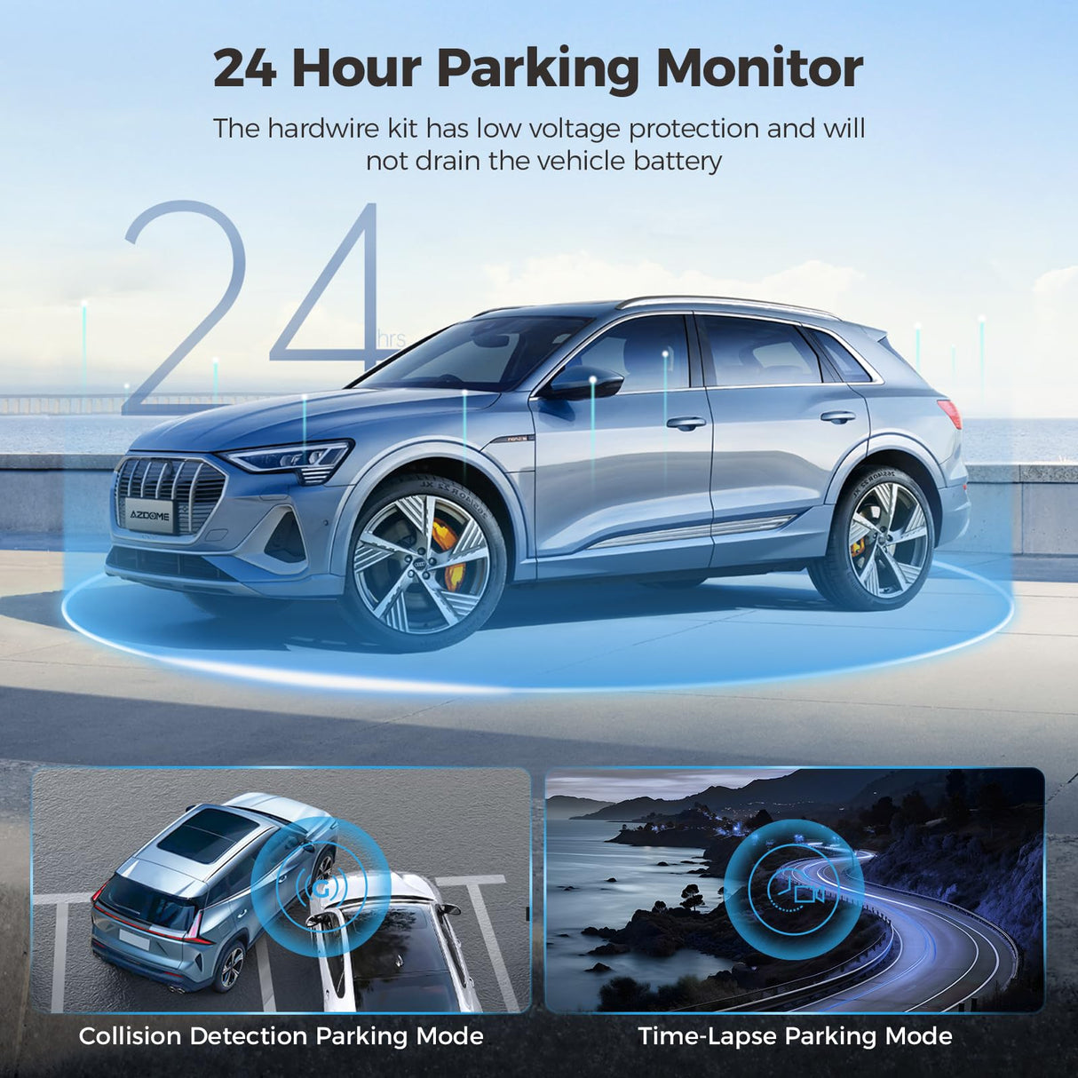 AZDOME M01 Dual Dash Cam Front and Rear with Free 64GB Card, 3" Screen Dual Dashboard Camera for Car, Built-in ADAS G-Sensor, 24H Parking Mode Car Camera (M01 Pro)