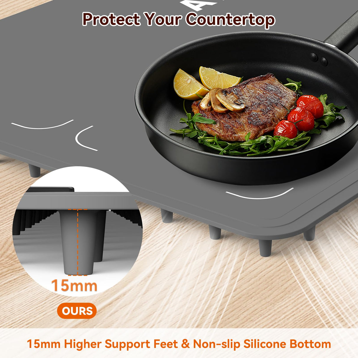 Newise Graphene Food Warming Mat with Dual Zone Control, XXL 36"x17" Electric Heating Tray, 6 Temp & Timer Settings, Fast Even Heat for Buffets, Parties, Family Dinners, Gift for Mom & Wife (Gray)