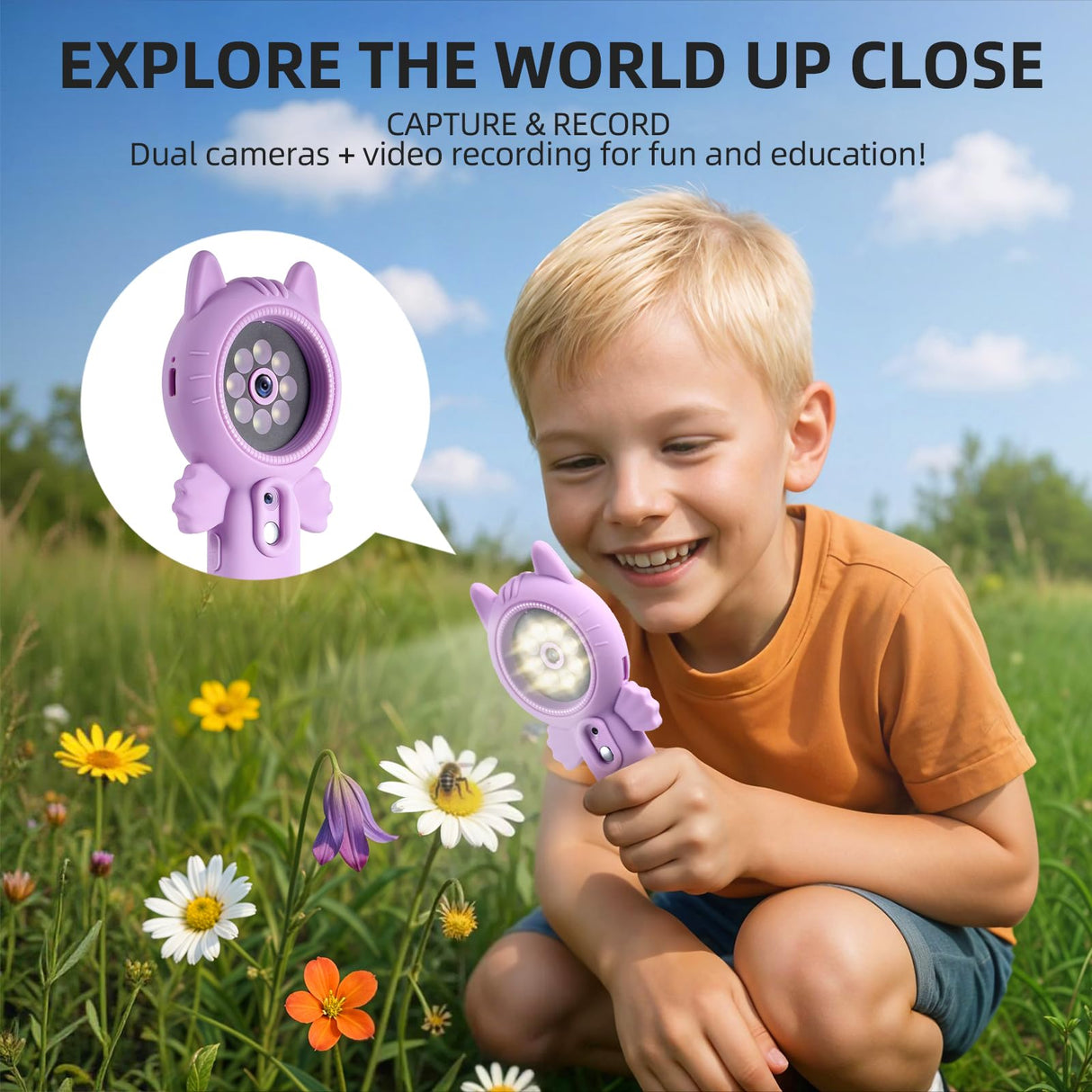 URMMIY Kids Microscope – 500X Digital Pocket Handheld Microscope with Dual Cameras & Autofocus, STEM Educational Toy & Perfect Christmas Birthday Gift for Boys & Girls Ages 3 4 5 6 7 8 9 10 (Green)