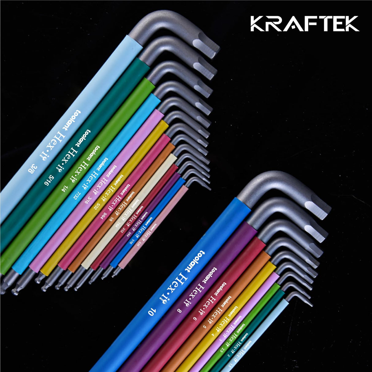 toolant Allen Wrenches Sets 22pcs(Metric&SAE), Extra Long Arm Allen Key Set with Ball End, Crafted Hex Key Set with Color Coded Sleeves, Unique Patented Holder Design for Magnetizing and Demagnetizing