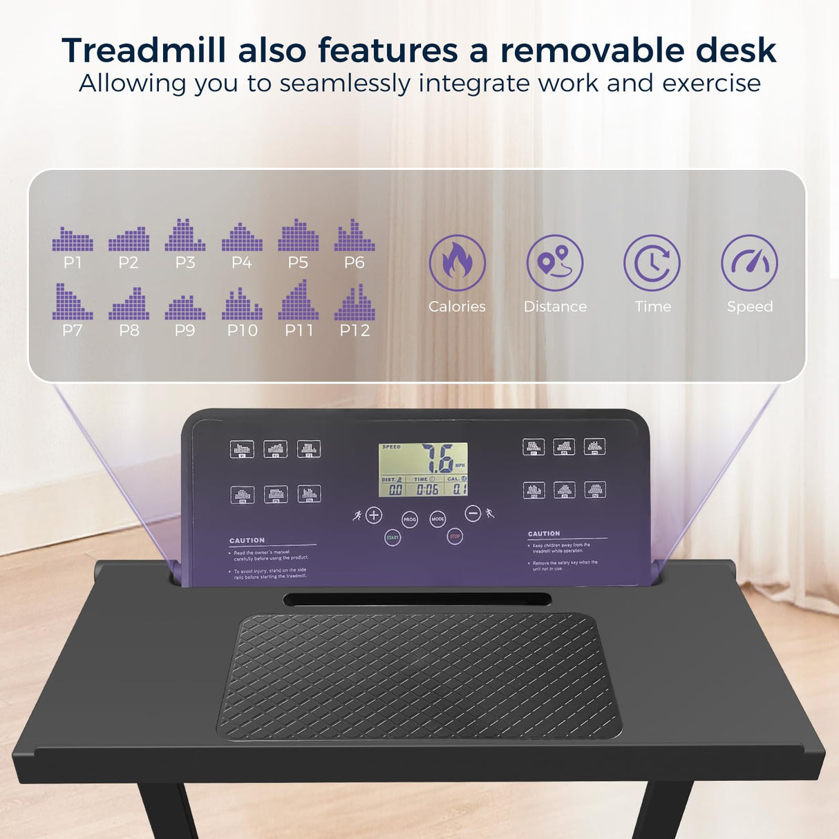mudfac Walking Pad with Handle Bar, 3.0HP Under Desk Treadmill for Home Small with LED Display. Foldable Walking Pad Treadmill 300+ lb Capacity. Portable Workout Equipment for Home Exercise Fitness