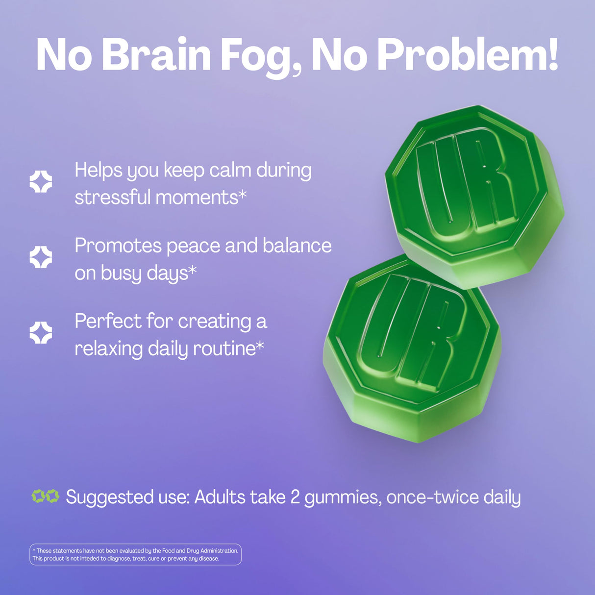 URVI® Neuro Support Supplement Gummies – 500 mg Glycine, 150 mg L-Theanine (high Potency), Vitamins B1 & B6 for Calm Focus, Relaxation, & Sleep – Sugar-Free – Green Tea & Apple – 60 Count