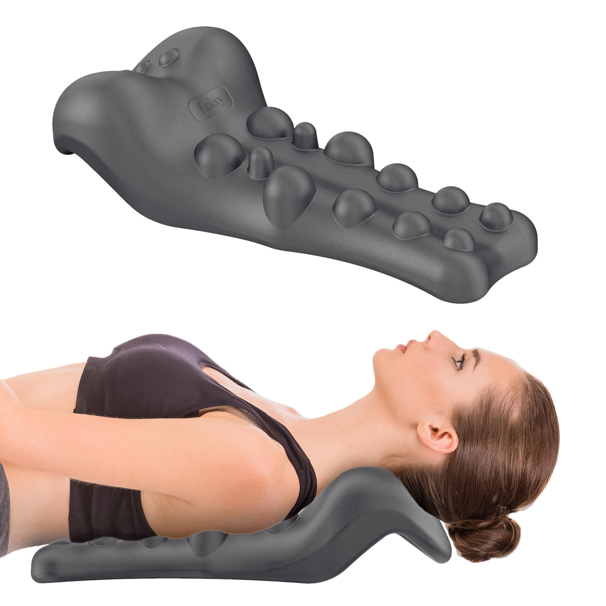 Neck and Shoulder Relaxer with Upper Back Massage Point, Cervical Traction Device Neck Stretcher for TMJ Pain Relief and Cervical Spine Alignment Chiropractic Pillow (Grey)