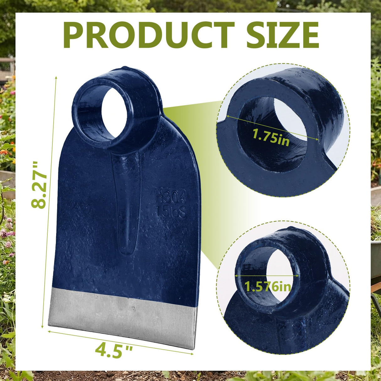 Lanties Hoe Head 1.6 lb, 4-1/2" Blade Width, 1-3/4" Diameter Hole, Grub Hoe Head Garden Steel Tool for Tough Soil, Garden Hacking, Landscaping, Farming or Yard Work, No Handle Included(Blue,1 Pcs)