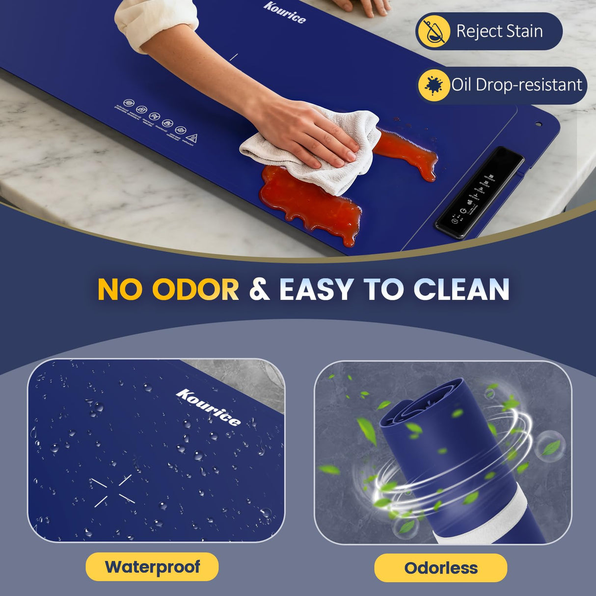 Kourice Extra Large Warming Mat for Food, 36"x15.75" Food Warmer Chafing Dishes for Buffet, Food Warming Mat, Food Warmers for Parties Buffet, 4 Level Temp 1/3/5Hour Timer 420W (Blue)