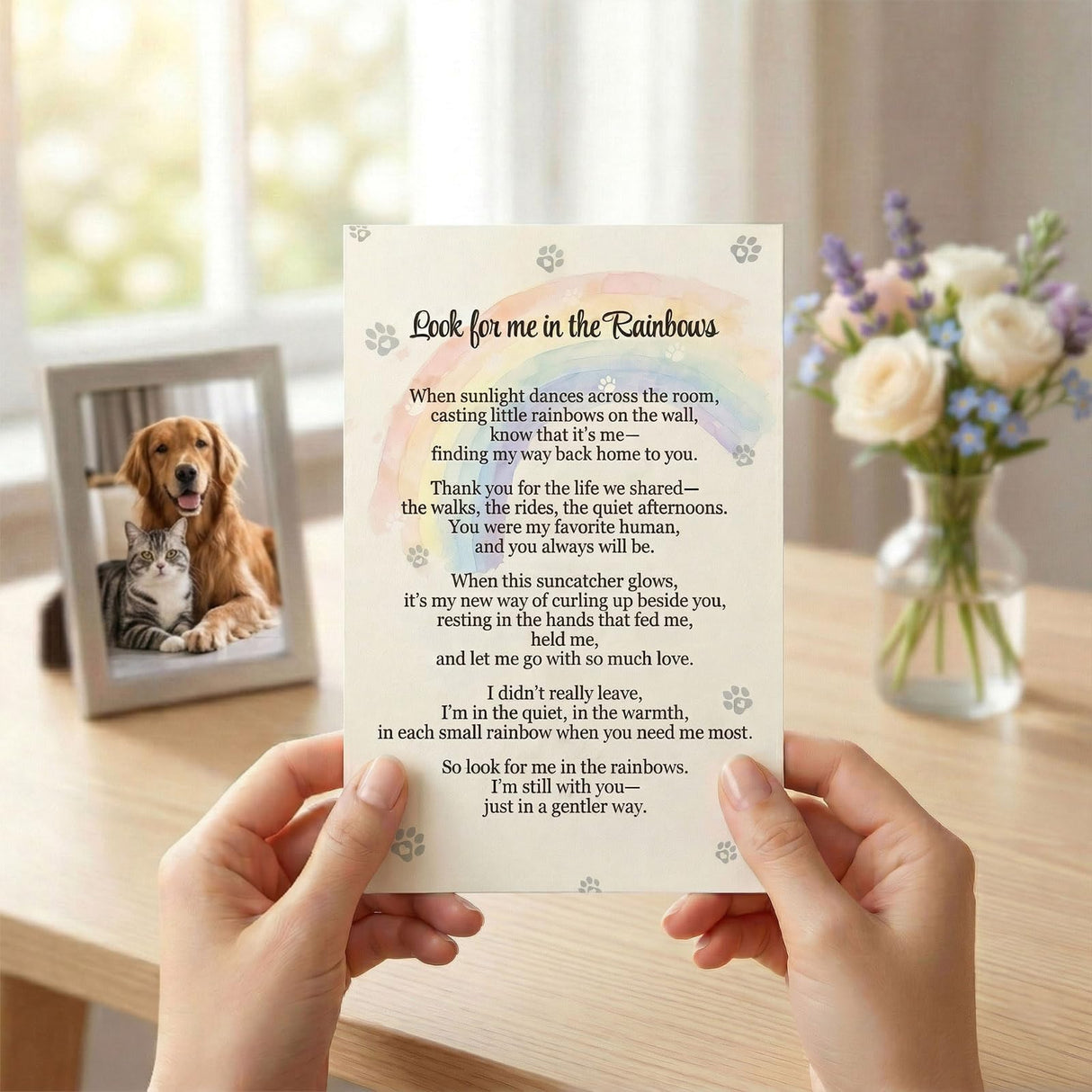 Dog Memorial Gifts, Pet Memorial Crystal Suncatcher with Paw Shaped Photo Frame, Pet Loss, Personalized Loss of Dog Sympathy Gift, Beautifully Packaged Dogs and Cats Remembrance Bereavement Gifts