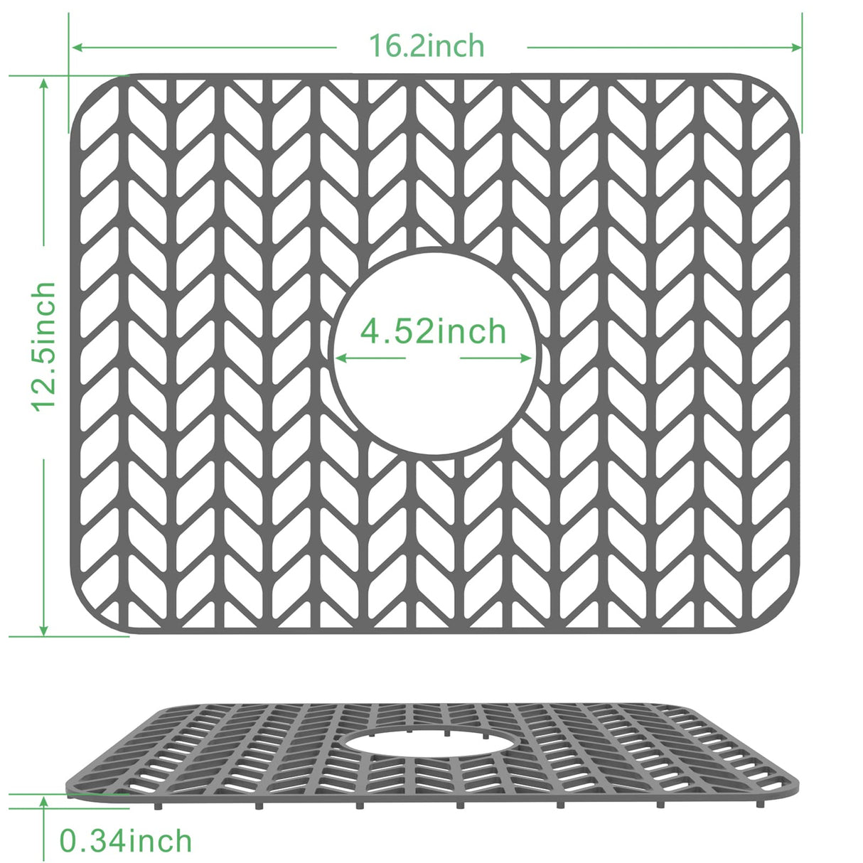 GUUKIN Sink Protectors for Kitchen Sink Grid 16-3/16" X 12-1/2", Centered Drain for Single Sink Bowl with Corner Radius 4-11/16" Kitchen Mat